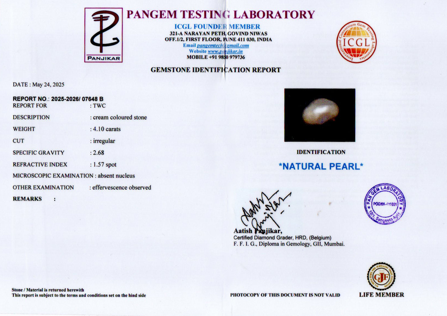 Venezuela Pearl - 4.10 Carat Limited Quality SSP-9053