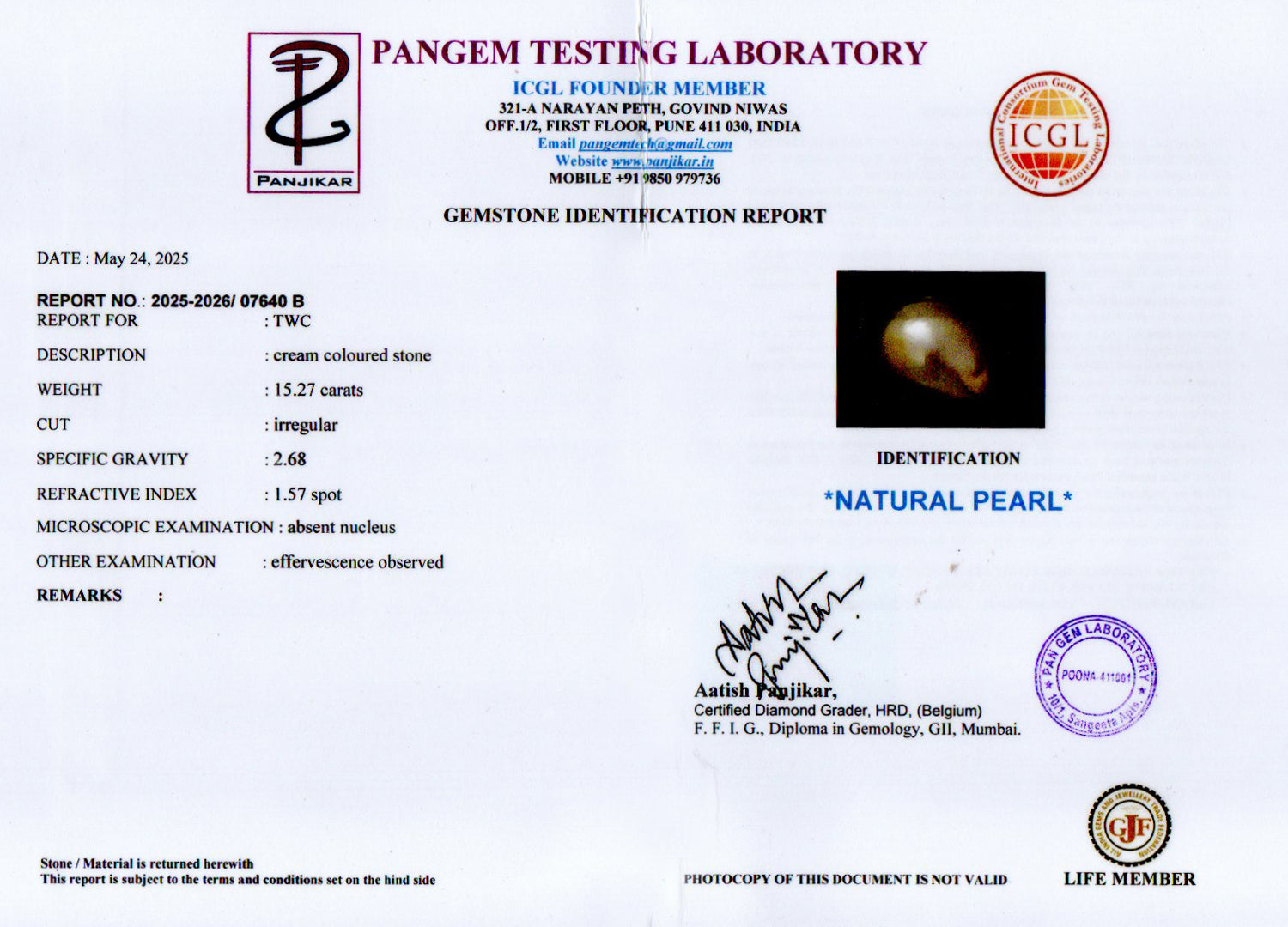 Venezuela Pearl - 15.27 Carat Limited Quality SSP-9057