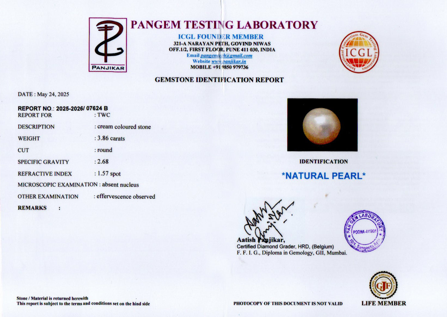 Keshi Pearl - 3.86 Carat Prime Quality SSP-9060