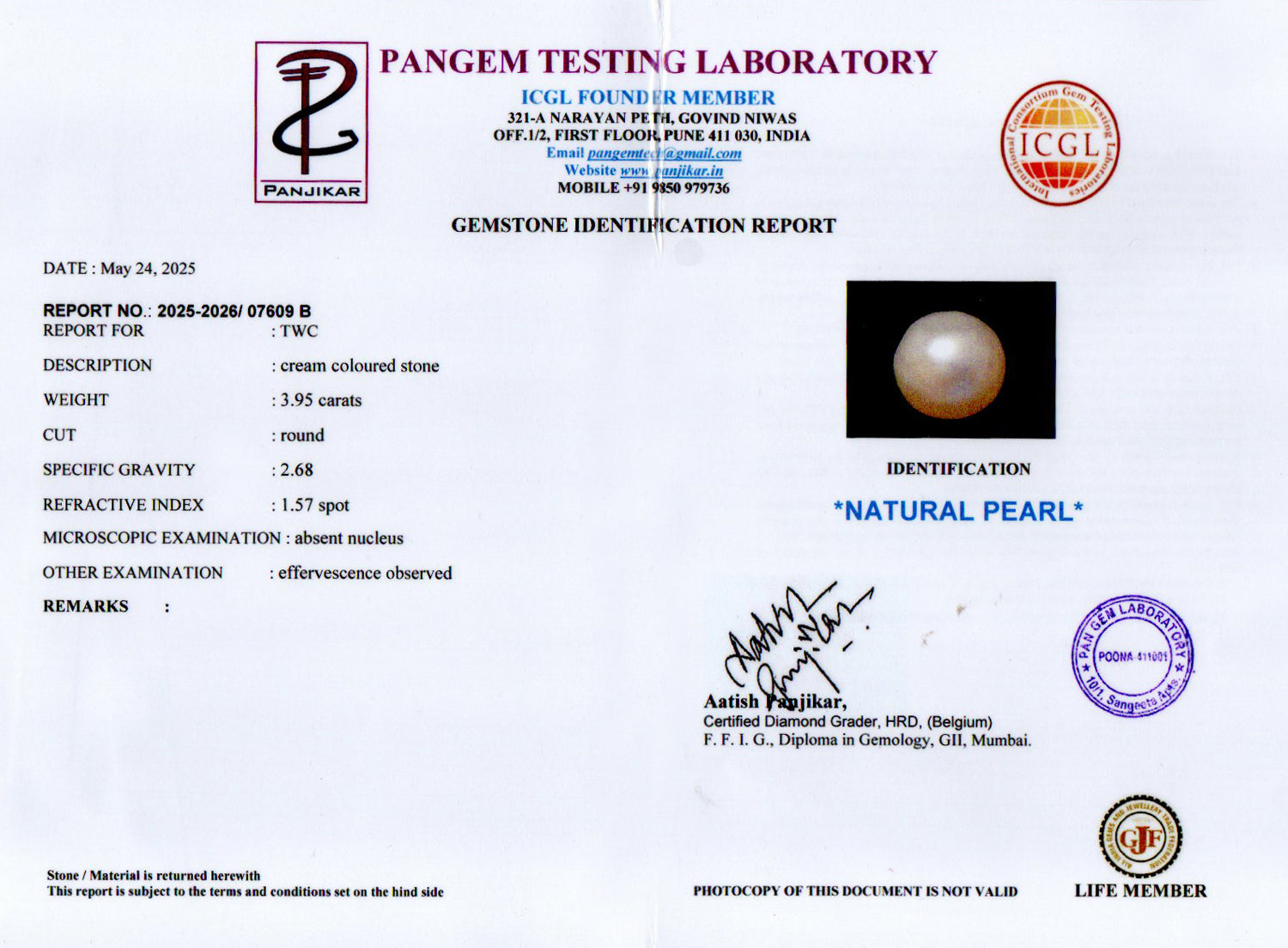 Keshi Pearl - 3.95 Carat Prime Quality SSP-9065