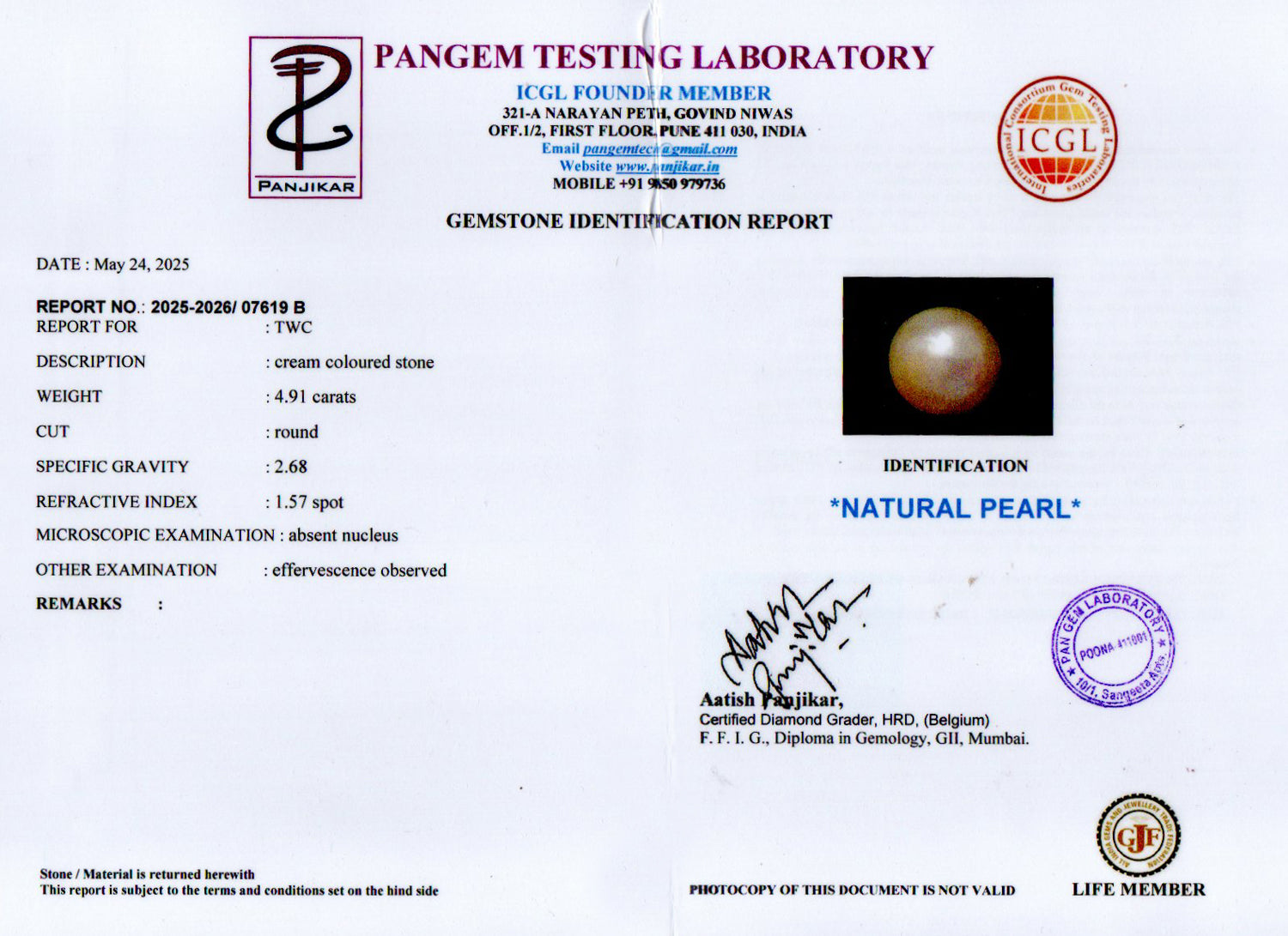 Keshi Pearl - 4.11 Carat Prime Quality SSP-9067