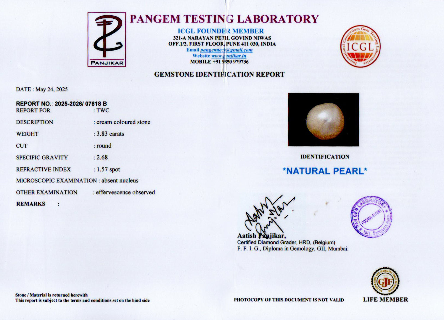 Keshi Pearl - 3.83 Carat Prime Quality SSP-9068