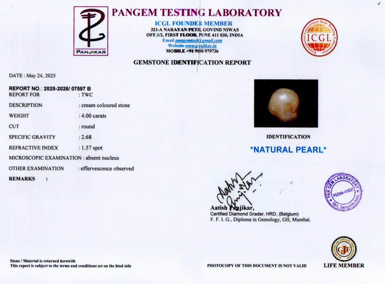 Keshi Pearl - 4.00 Carat Prime Quality SSP-9073