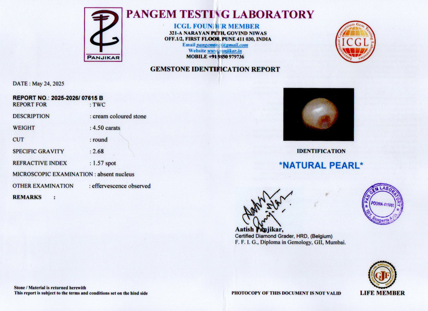 Keshi Pearl - 4.50 Carat Prime Quality SSP-9074