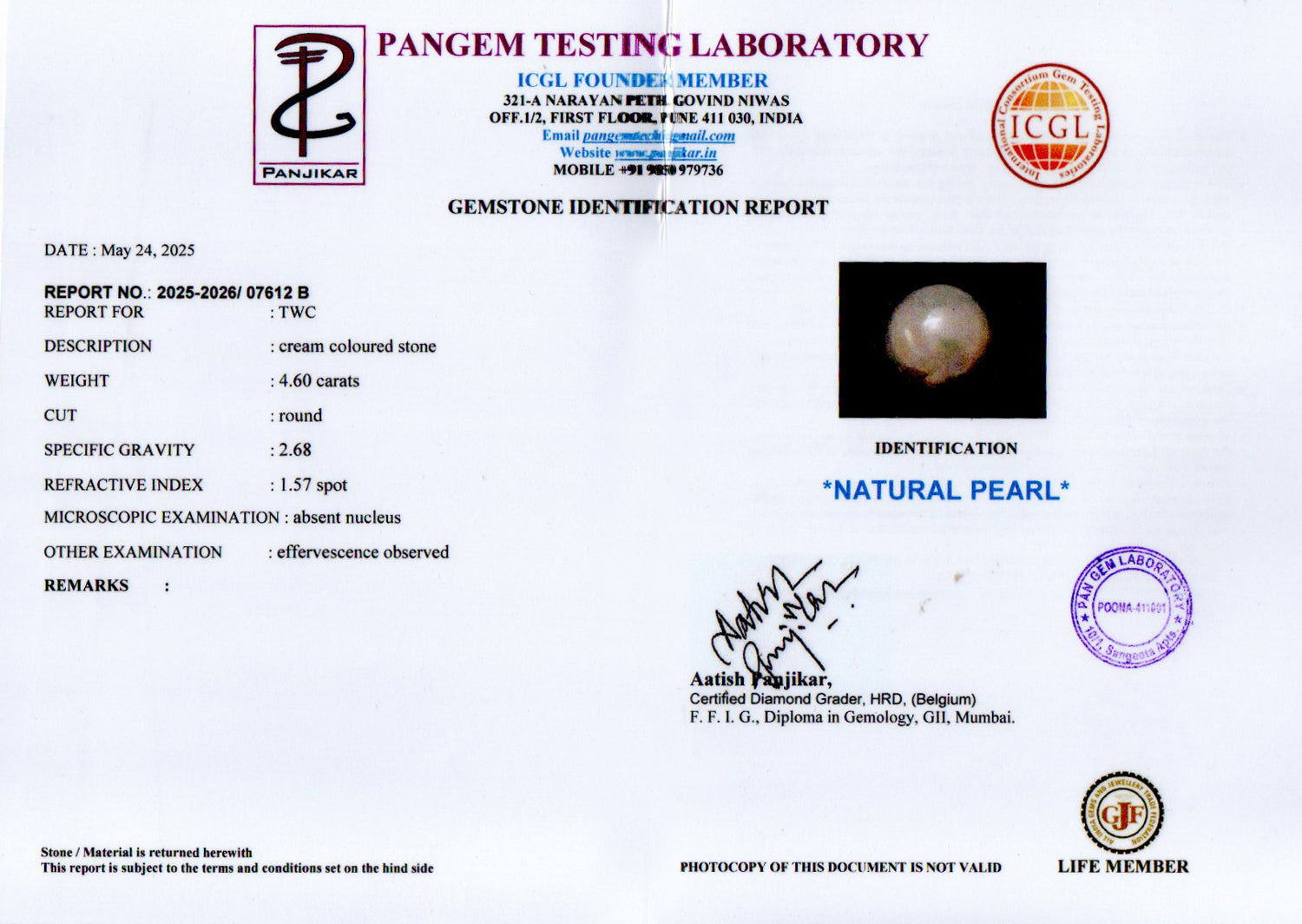 Keshi Pearl - 4.60 Carat Prime Quality SSP-9079