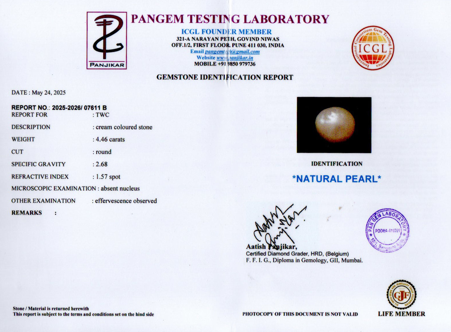 Keshi Pearl - 4.46 Carat Prime Quality SSP-9082