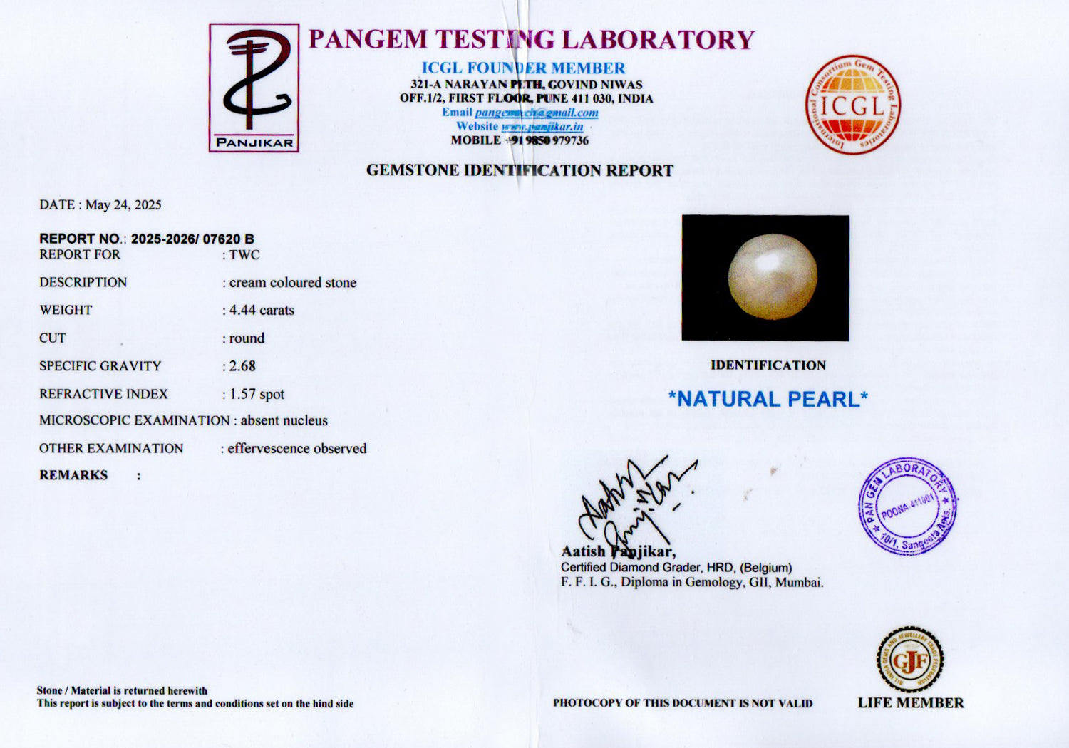 Keshi Pearl - 4.44 Carat Prime Quality SSP-9085