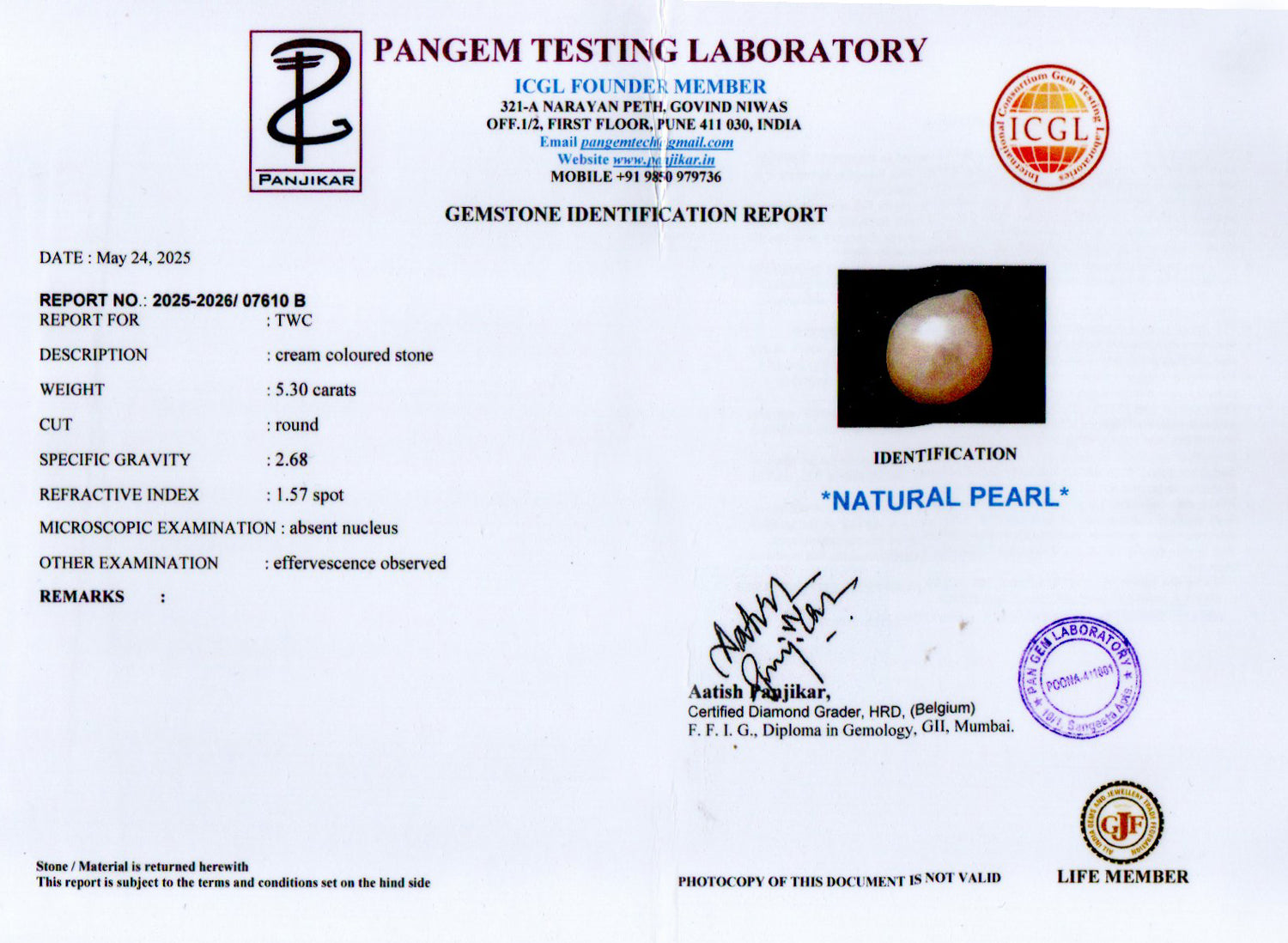 Keshi Pearl - 5.30 Carat Prime Quality SSP-9090