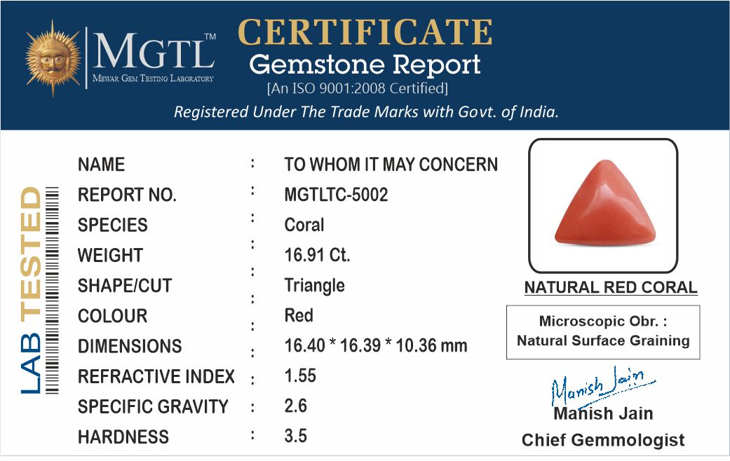 Italian Red Coral - 16.91 Carat Limited Quality TC-5002