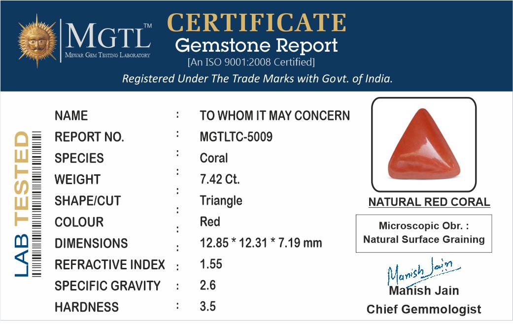 Italian Red Coral - 7.42 Carat Fine Quality TC-5009