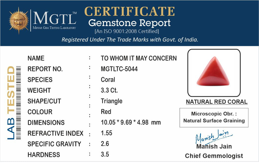 Italian Red Coral - 3.30 Carat Limited Quality TC-5044