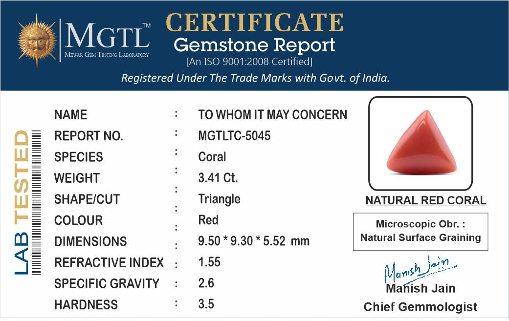 Italian Red Coral - 3.41 Carat Limited Quality TC-5045