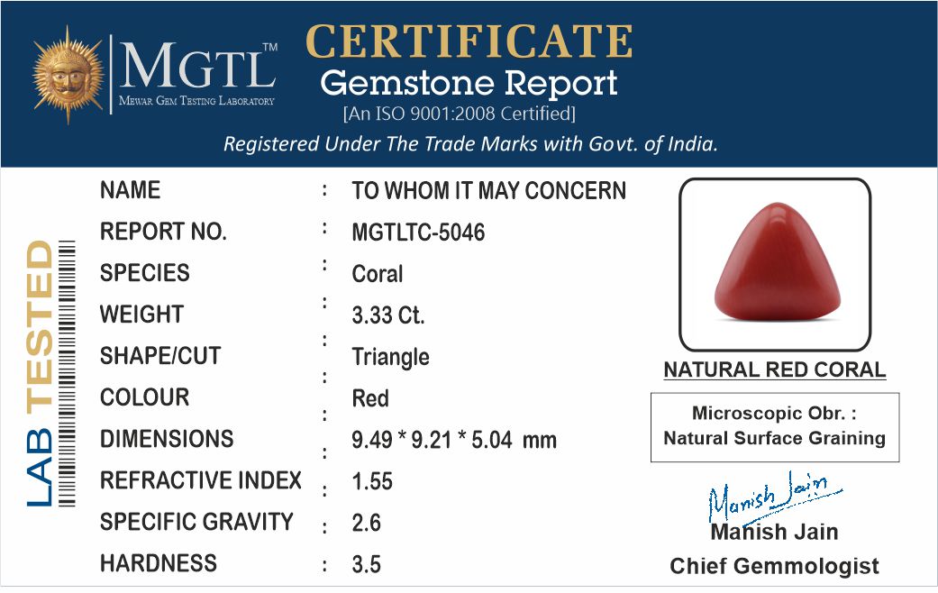 Italian Red Coral - 3.33 Carat Rare Quality TC-5046