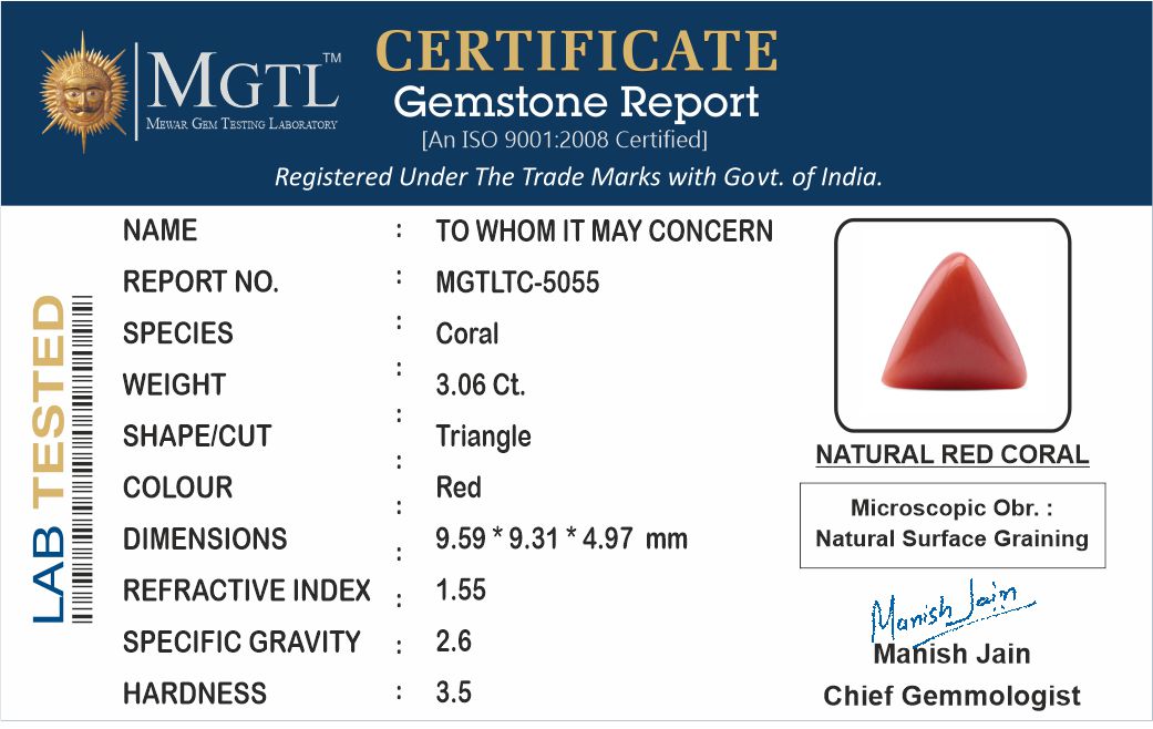 Italian Red Coral - 3.06 Carat Limited Quality TC-5055
