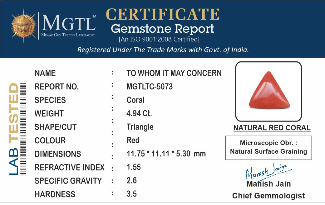 Italian Red Coral - 4.94 Carat Limited Quality TC-5073
