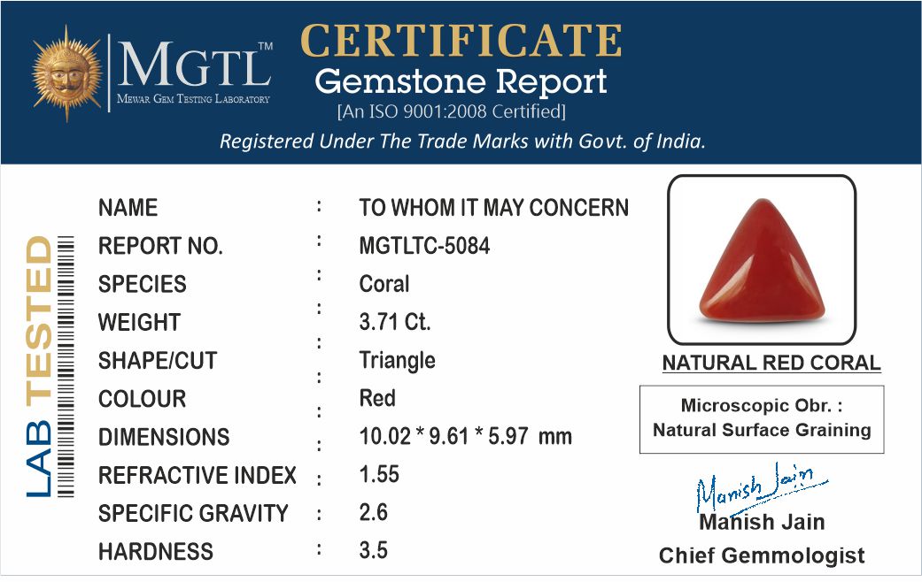 Italian Red Coral - 3.71 Carat Limited Quality TC-5084