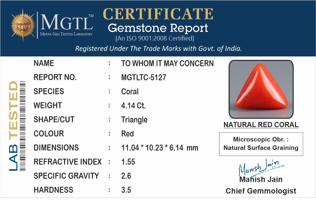 Italian Red Coral - 4.14 Carat Fine Quality TC-5127