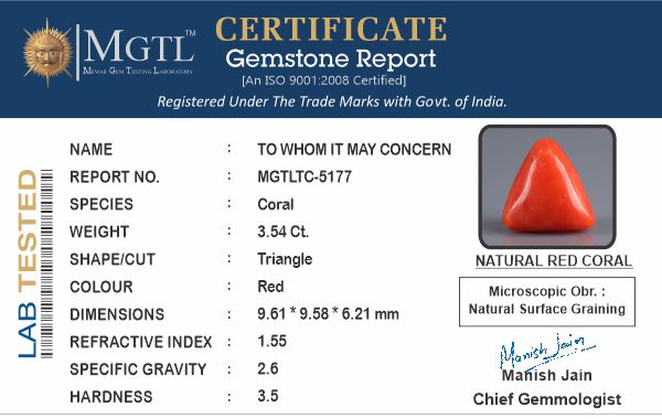 Italian Red Coral - 3.54 Carat Prime Quality TC-5177