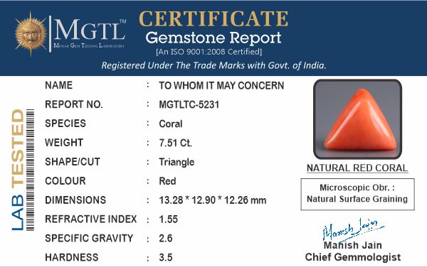Italian Red Coral - 7.51 Carat Limited Quality TC-5231
