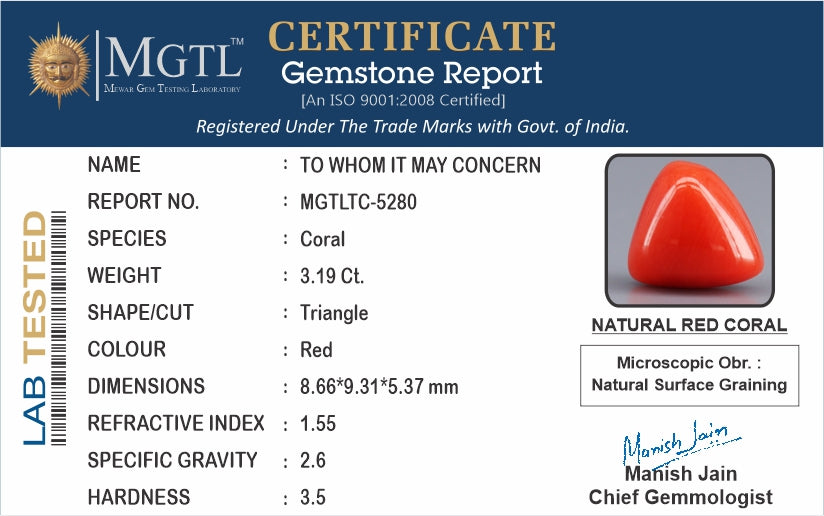 Italian Red Coral - 3.19 Carat Limited Quality TC-5280