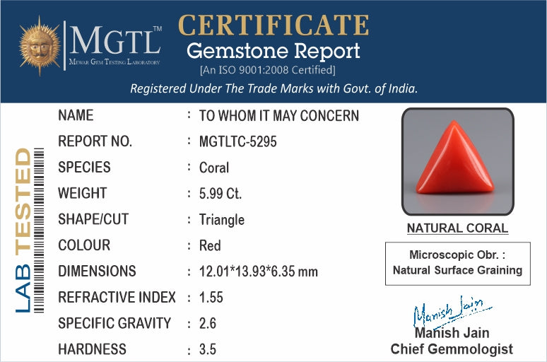 Italian Red Coral - 5.99 Carat Limited Quality TC-5295