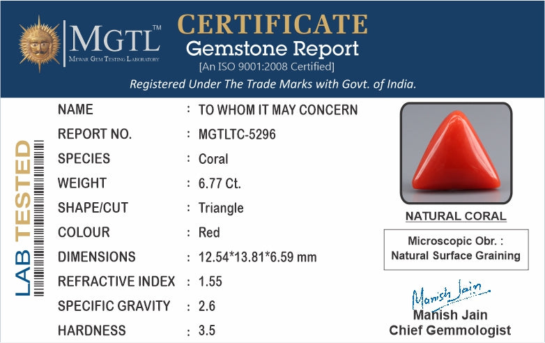 Italian Red Coral - 6.77 Carat Limited Quality TC-5296