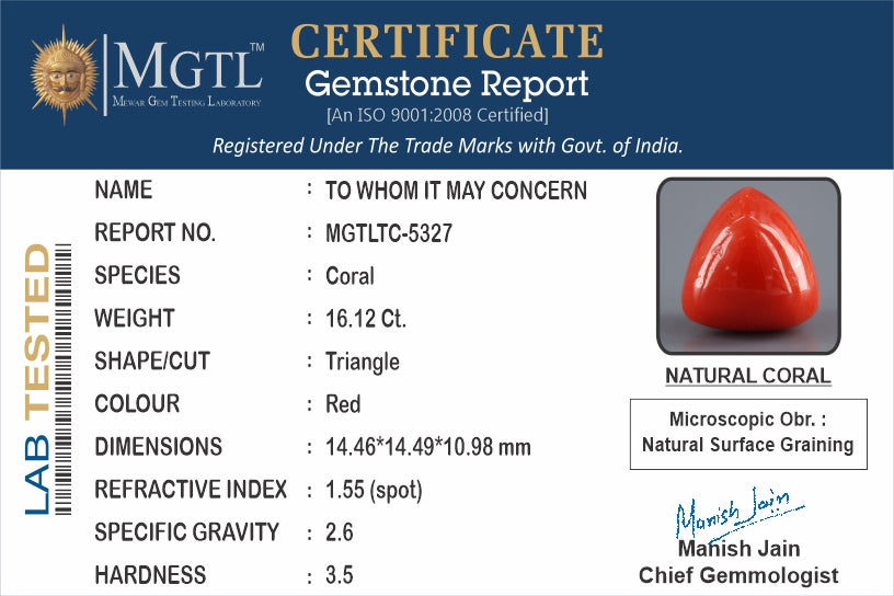 Italian Red Coral - 16.12 Carat Limited Quality TC-5327