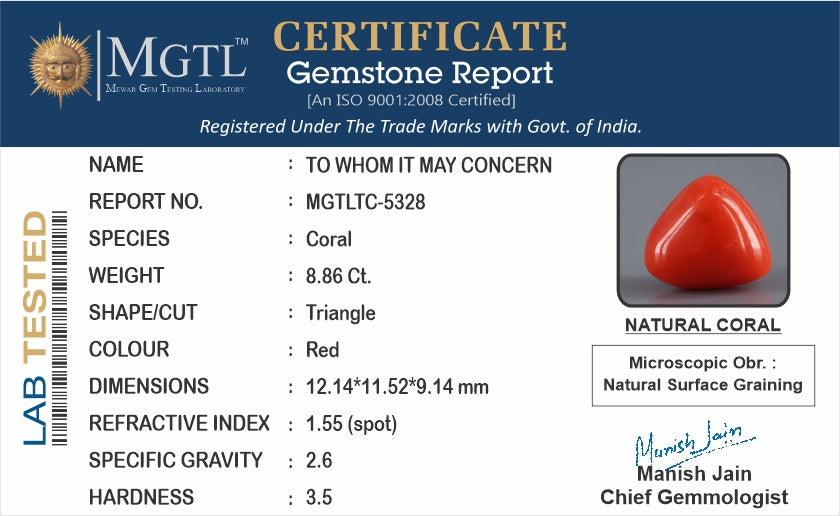Italian Red Coral - 8.86 Carat Limited Quality TC-5328