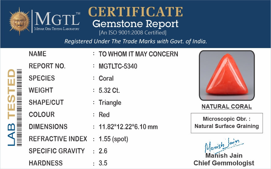 Italian Red Coral - 5.32 Carat Limited Quality TC-5340