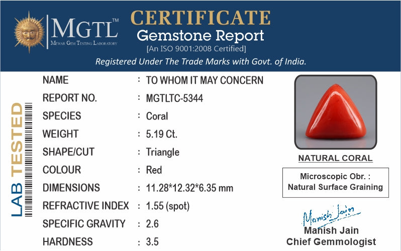 Italian Red Coral - 5.19 Carat Limited Quality TC-5344