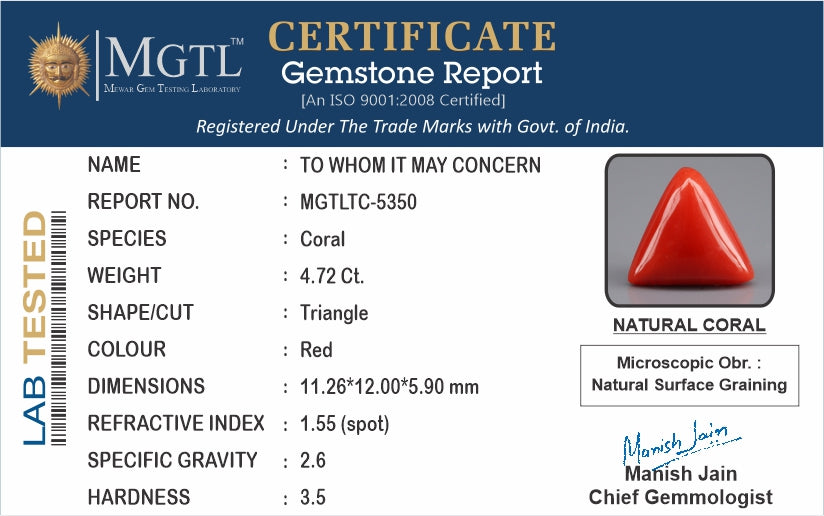 Italian Red Coral - 4.72 Carat Limited Quality TC-5350