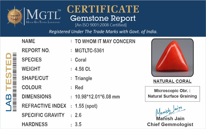 Italian Red Coral - 4.56 Carat Limited Quality TC-5361