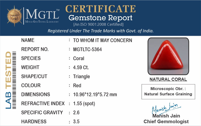 Italian Red Coral - 4.59 Carat Limited Quality TC-5364