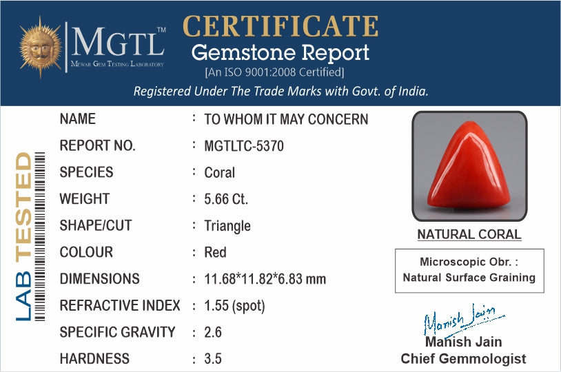 Italian Red Coral - 5.66 Carat Rare Quality TC-5370