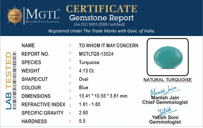 Turquoise - TQS 13524 Prime - Quality