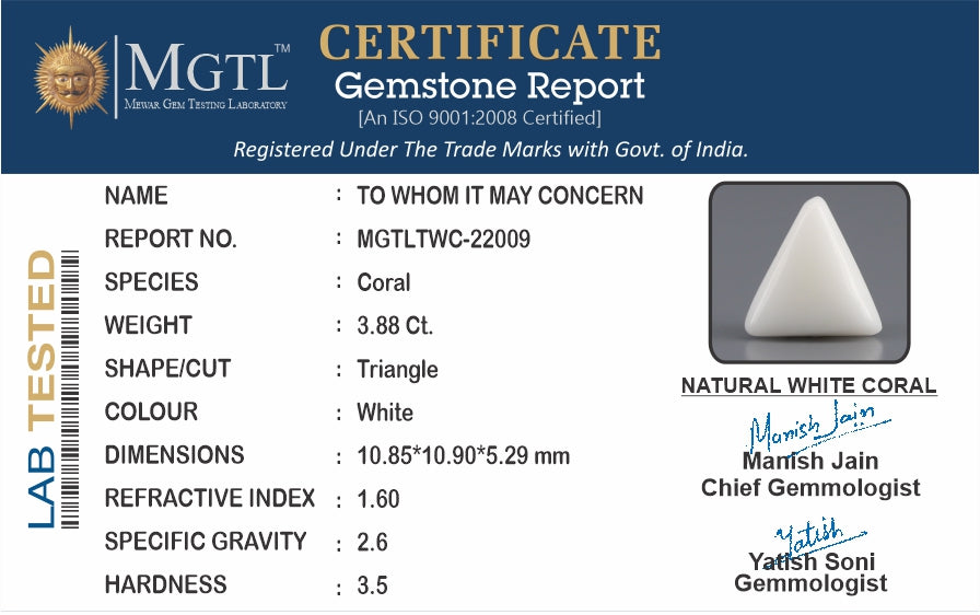 Italian White Coral - 3.88 Carat Limited Quality TWC-22009