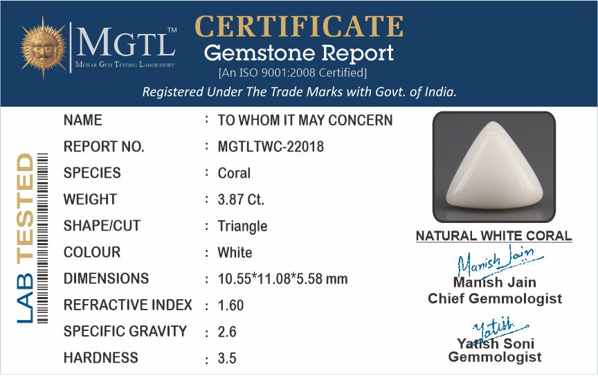 Italian White Coral - 3.87 Carat Limited Quality TWC-22018