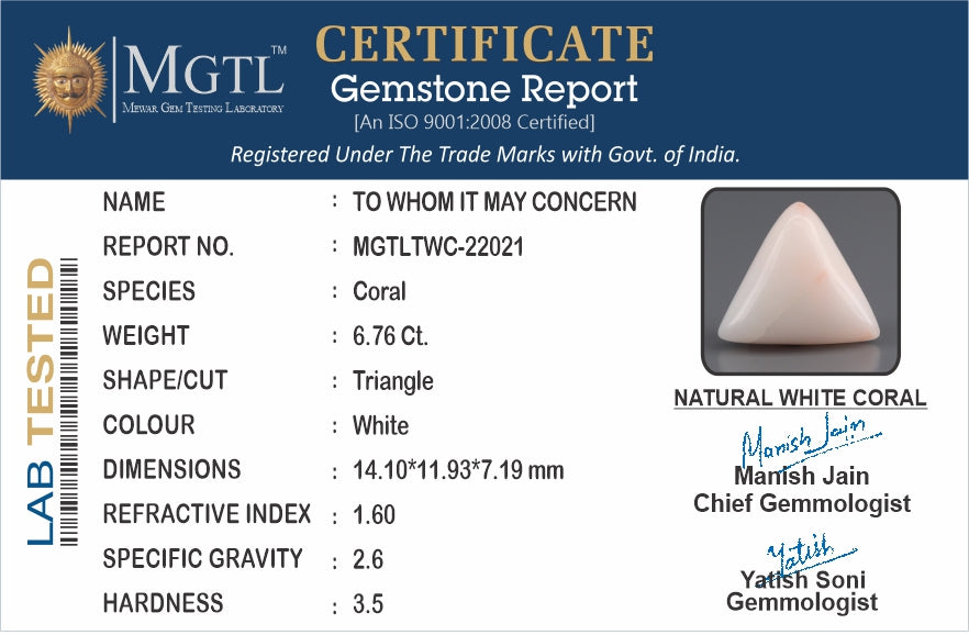 Italian White Coral - 6.76 Carat Limited Quality TWC-22021