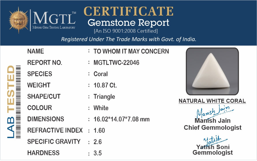Italian White Coral - 10.87 Carat Rare Quality TWC-22046