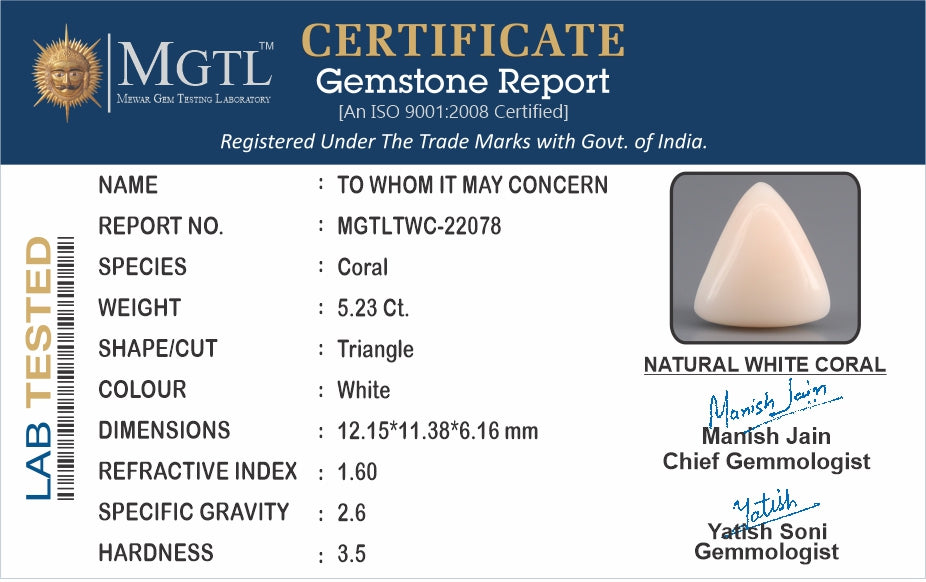 Italian White Coral - 5.23 Carat Limited Quality TWC-22078