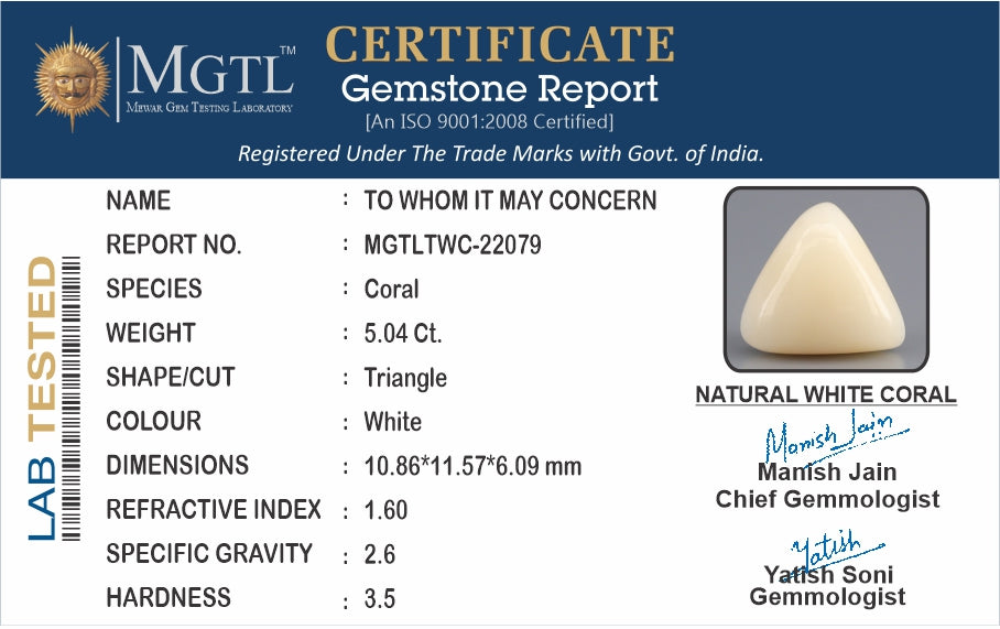 Italian White Coral - 5.04 Carat Limited Quality TWC-22079