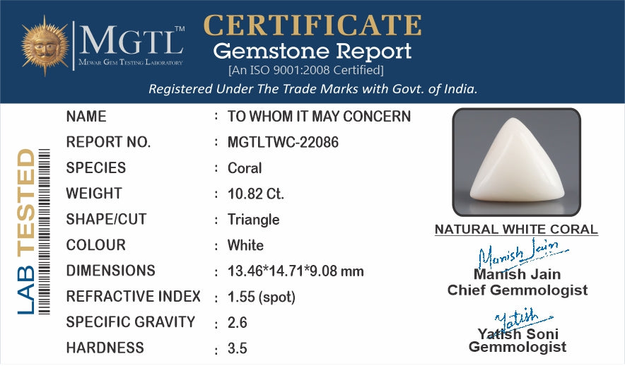 Italian White Coral - 10.82 Carat Limited Quality TWC-22086