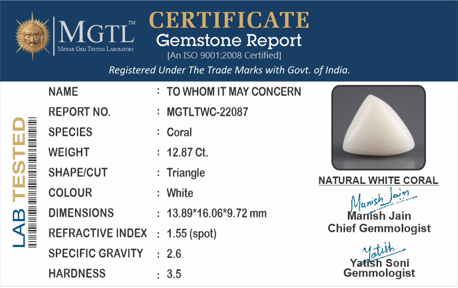 Italian White Coral - 12.87 Carat Limited Quality TWC-22087