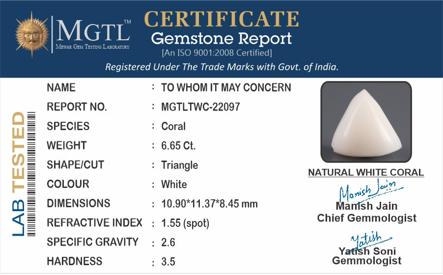 Italian White Coral - 6.65 Carat Limited Quality TWC-22097