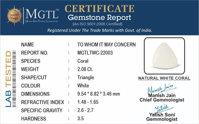 Italian White Coral - 2.08 Carat Prime Quality TWC-22003