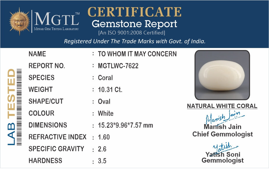 Italian White Coral - 10.31 Carat Prime Quality WC-7622