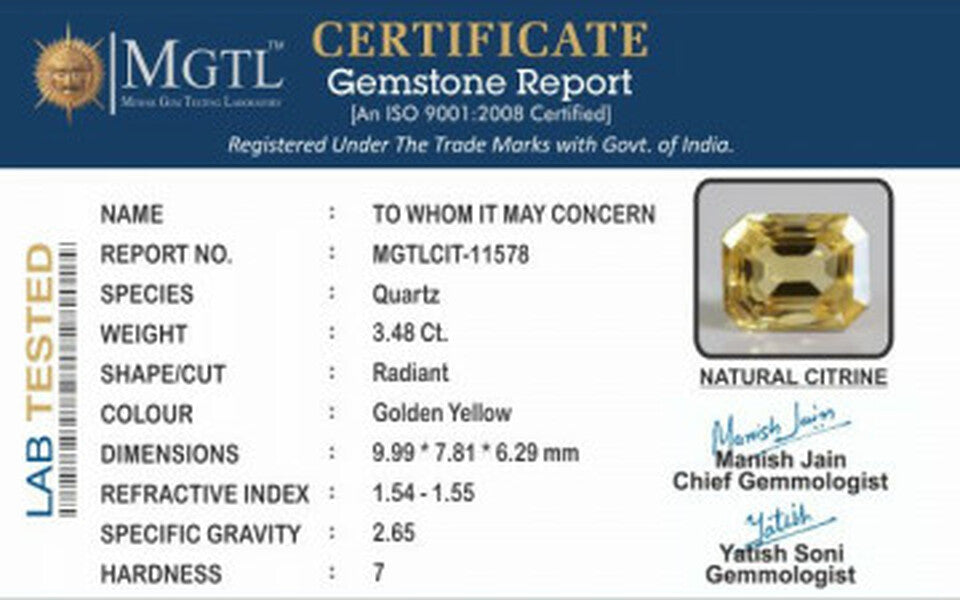 Citrine - CIT 11578 (Origin-Brazil) Limited - Quality