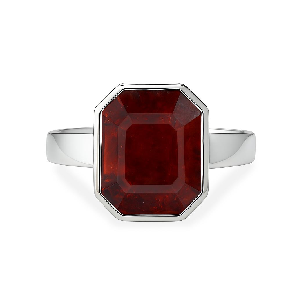 Classic 925 Silver Hessonite Garnet Ring For Men