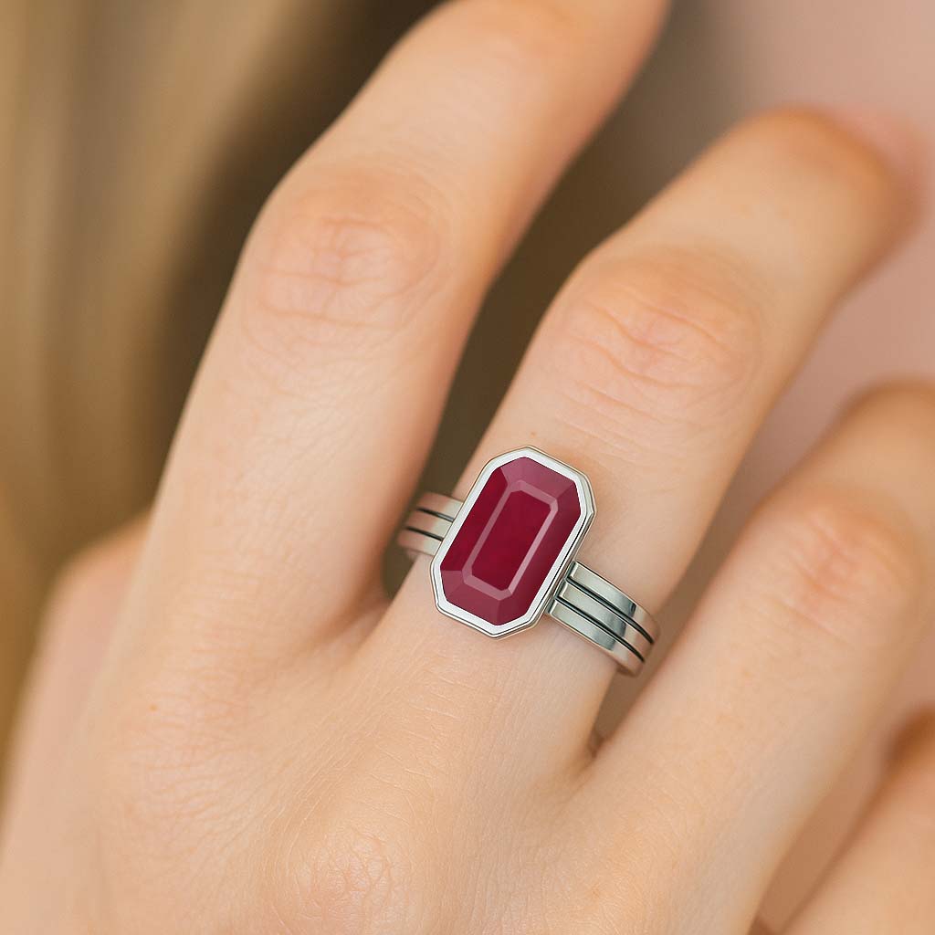 Classic 925 Sterling Silver Ruby Gemstone Ring for Women