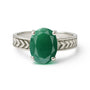 Classic Emerald Stone Sterling Silver Ring for Women